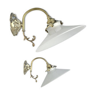 Pair of old vintage opaline sconces