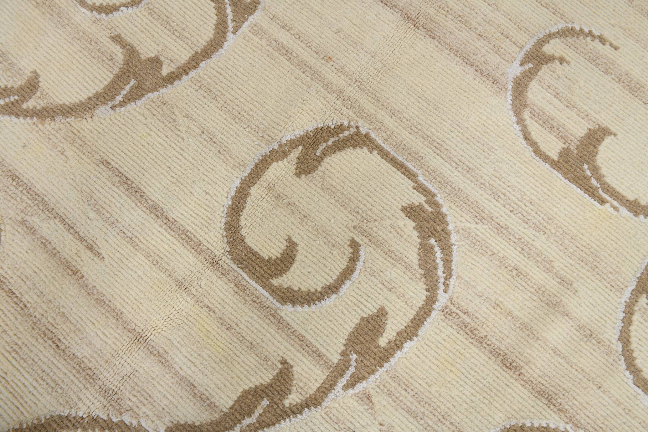 Turkish Cream & Brown Modern Vintage Rug, 179x273Cm