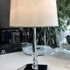 Silver-plated metal lamp base with crystal.