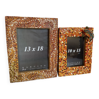 Pair of micro mosaic style photo frames