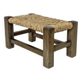 Wooden and straw footrest