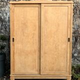 Parisian art deco wardrobe sliding doors solid raw oak