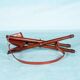 Scandinavian bohemian leather stool, Danish teak stool.