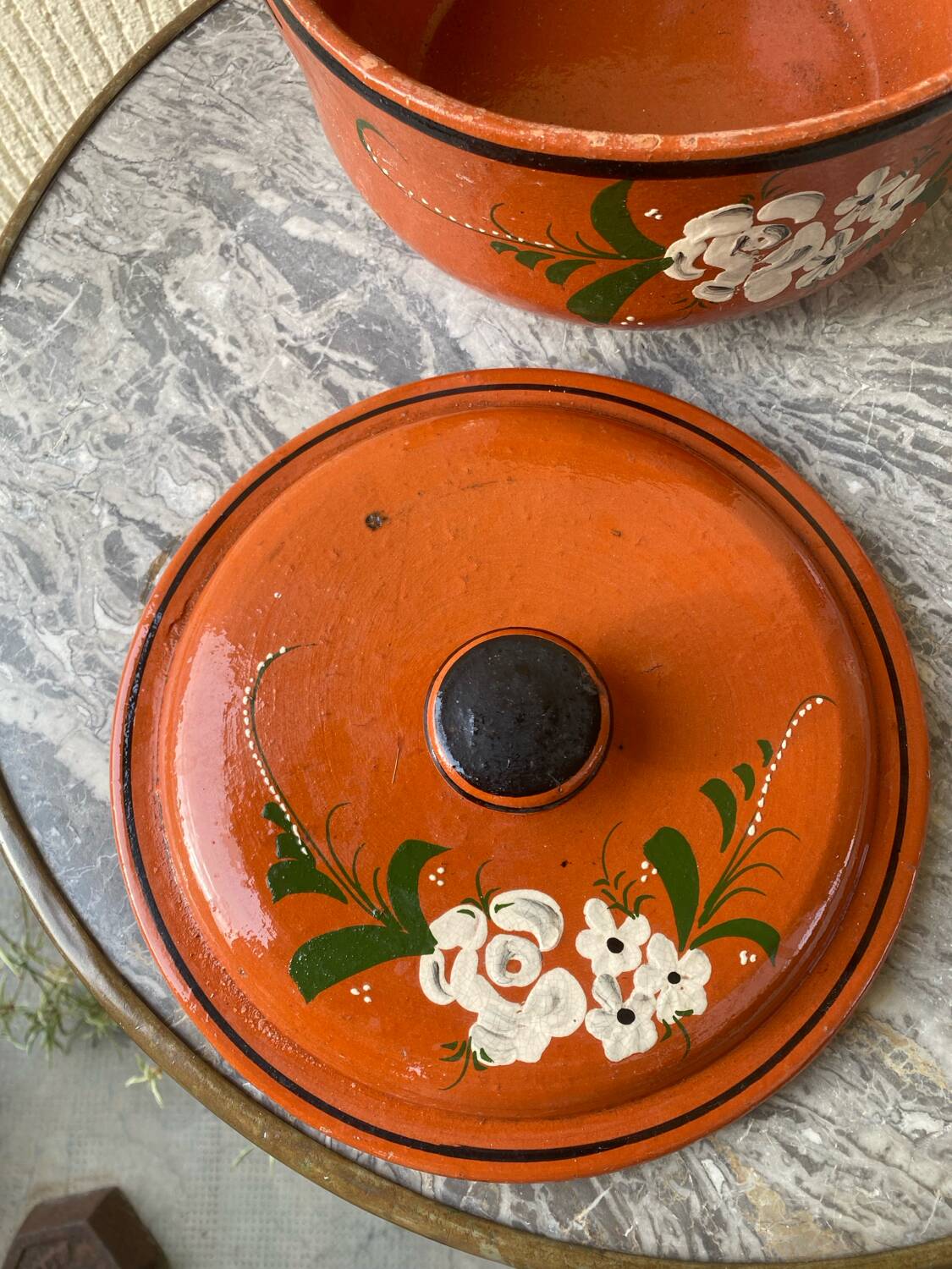 Traditional hand-painted terracotta pot