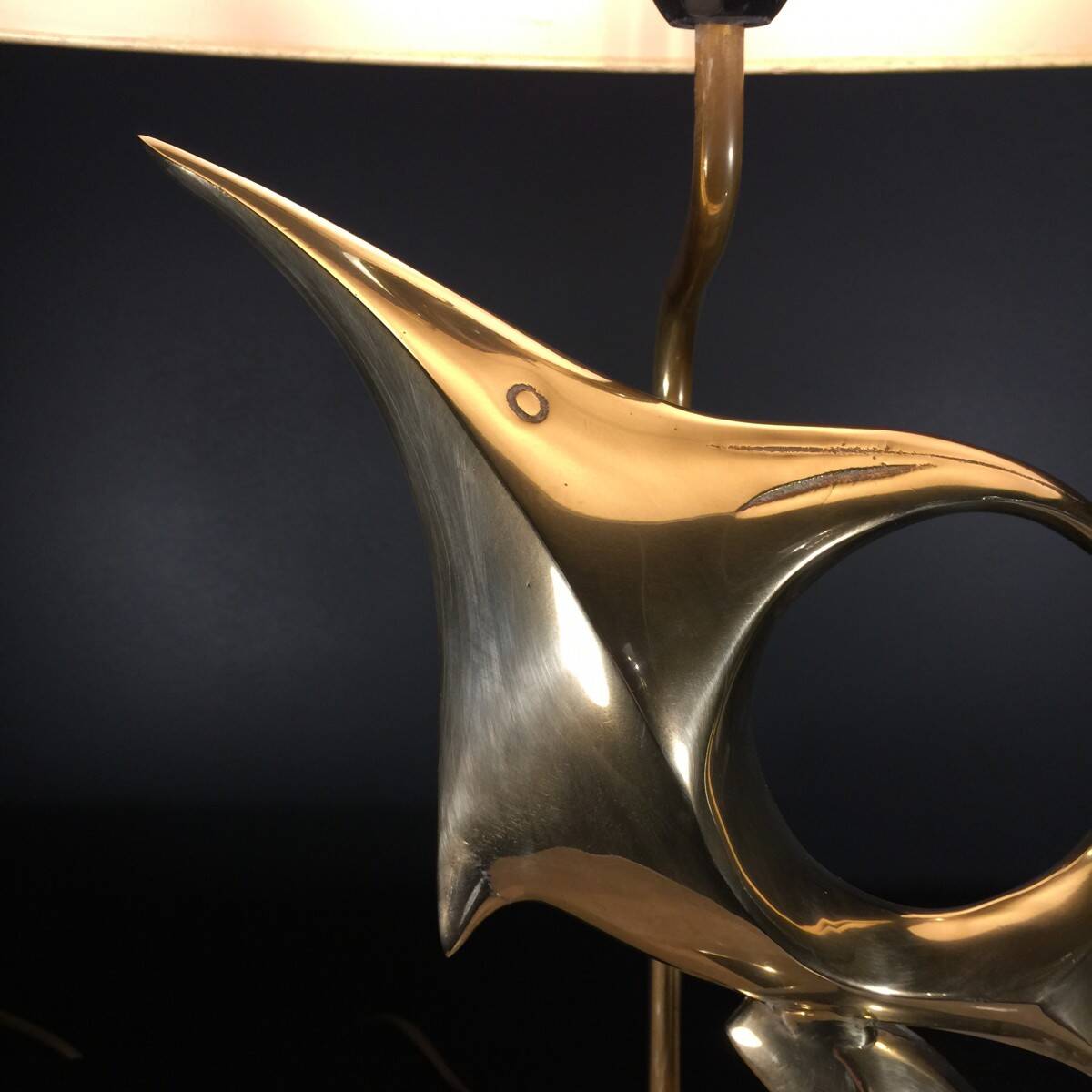 Hollywood Regency modernist stylized fish table lamp / sculpture, bro