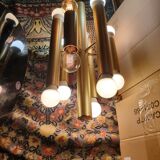 Gold metal pendant chandelier, Italy - 1970