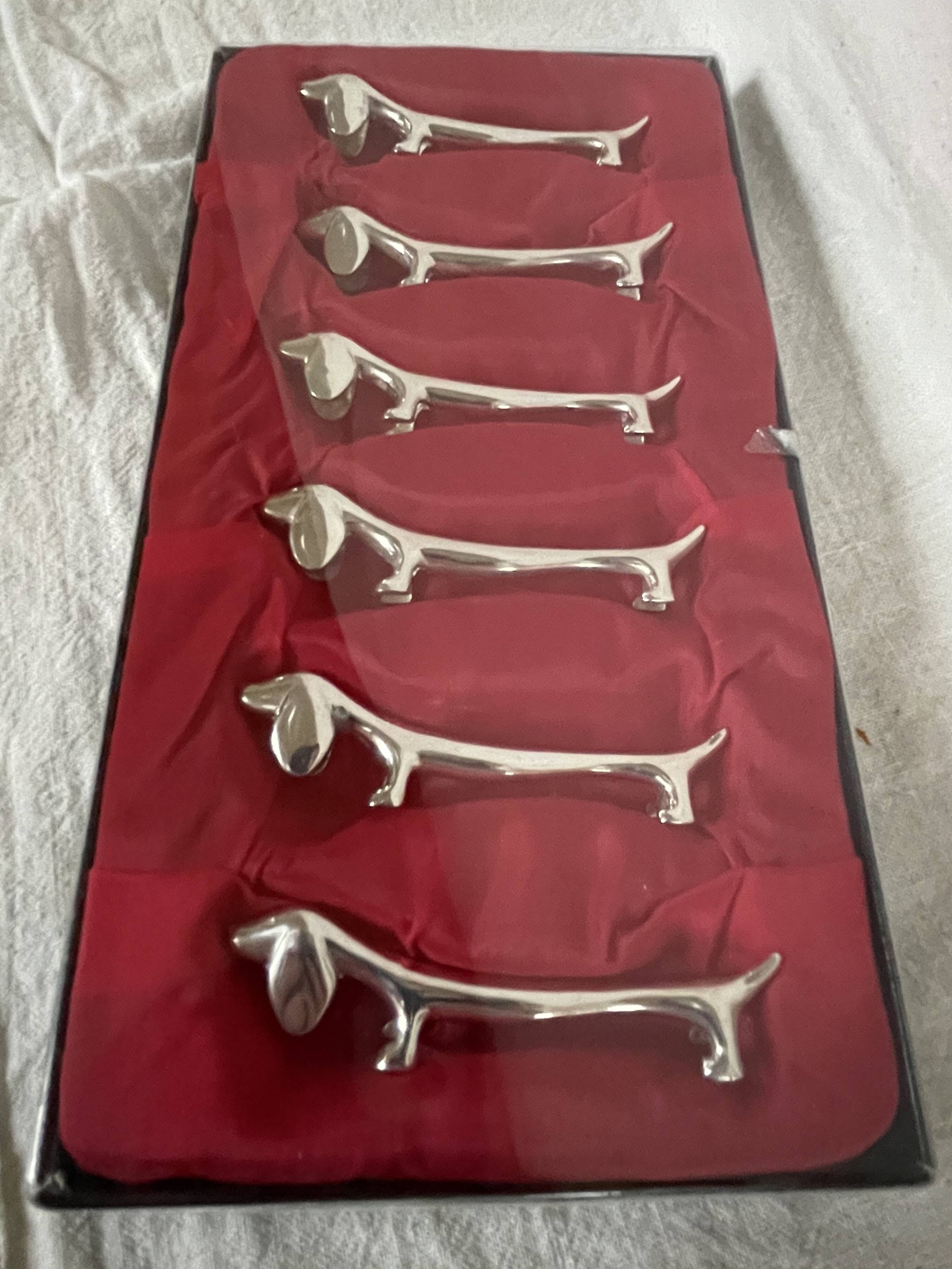 Silver dachshund knife holder