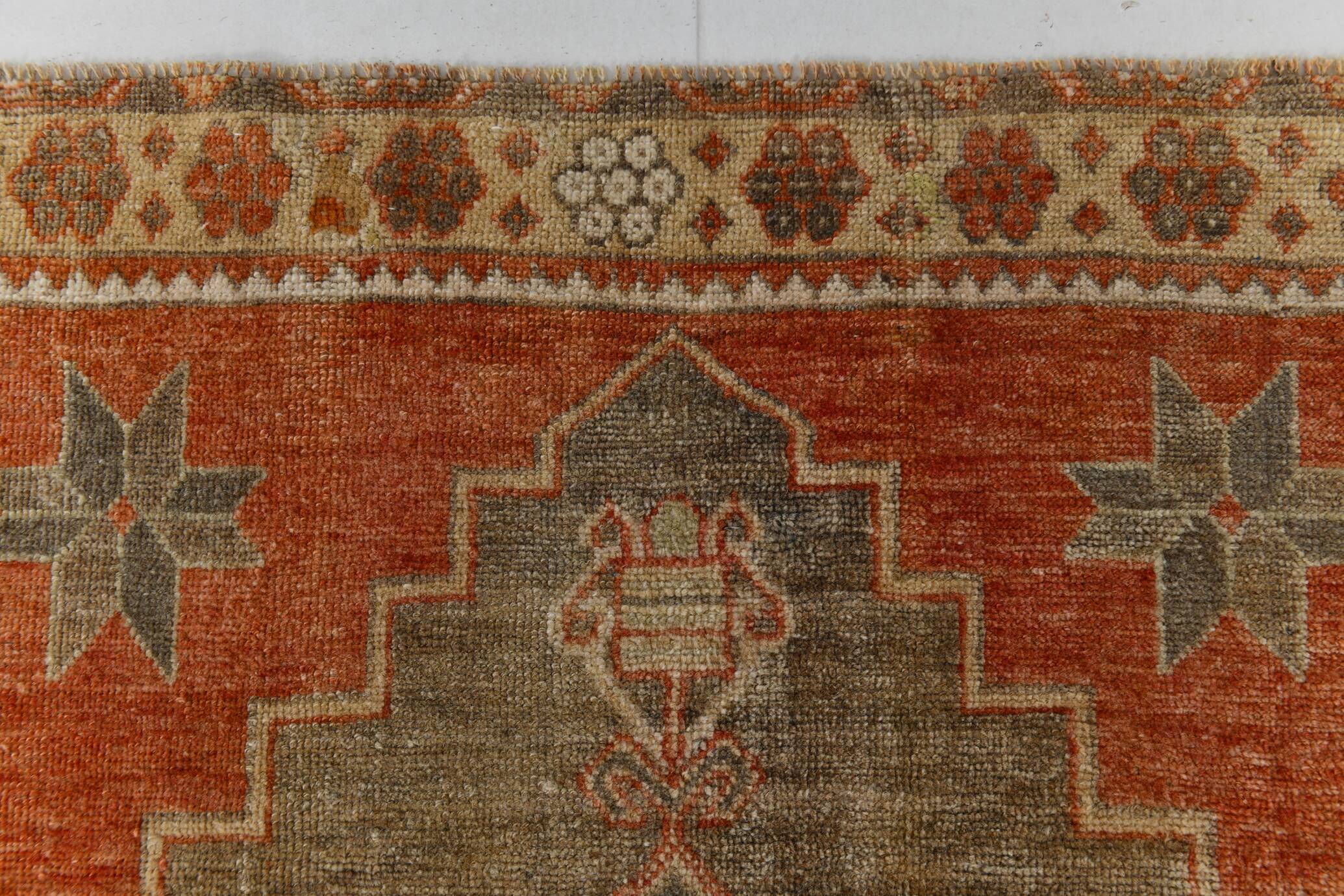 3x12 shades of brunt orange oushak runner rug