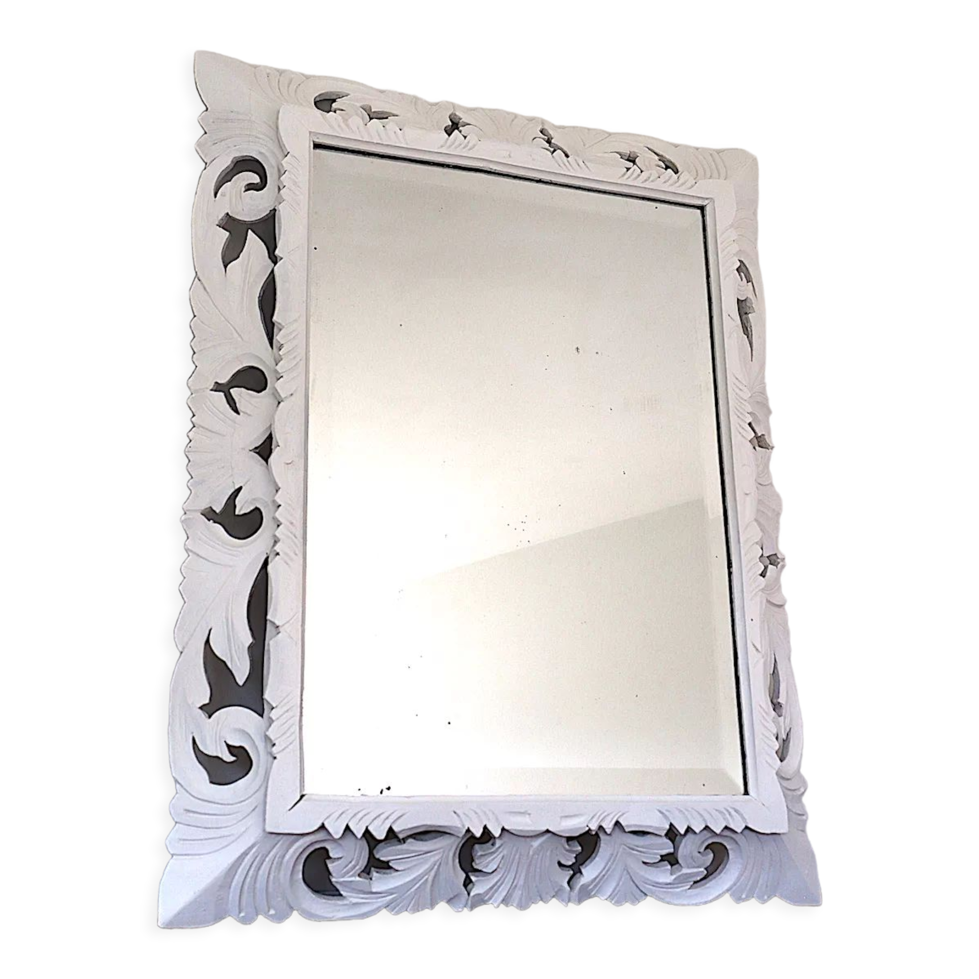 Miroir biseauté Henri II en blanc
