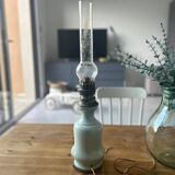 Lampe à pétrole électrifiée, bleu vert