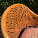Mc Guire style armchair in rattan and caning from the 1980s.