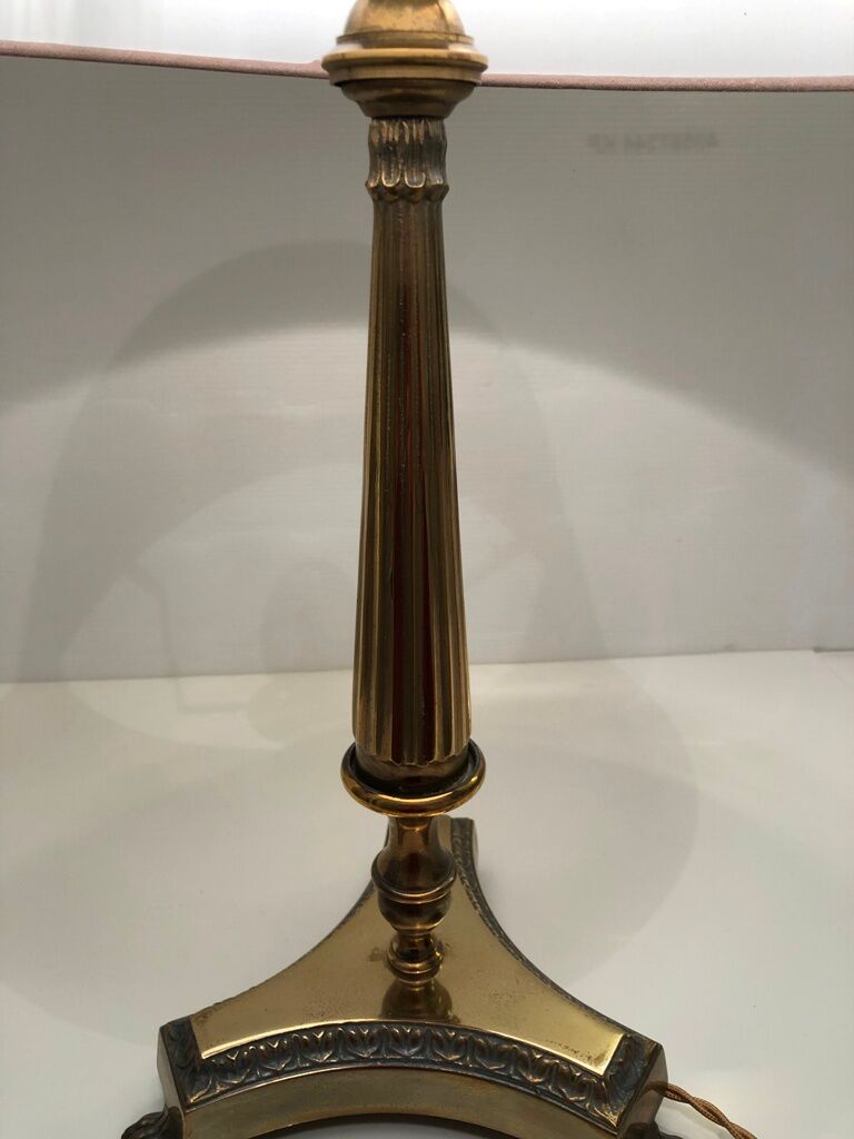 Fluted bronze foot lamp with lion's feet 50s