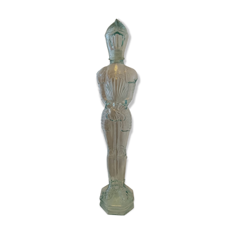Glass medieval knight-shaped decanter bottle - vintage