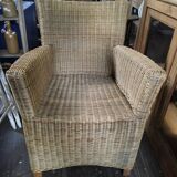 Armchair chair wicker feet wood