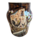 Antique flower pot in majolica by Théodore Lefront – rooster and hen – 19th century