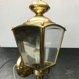 Gold metal lantern wall light with vintage beveled glass