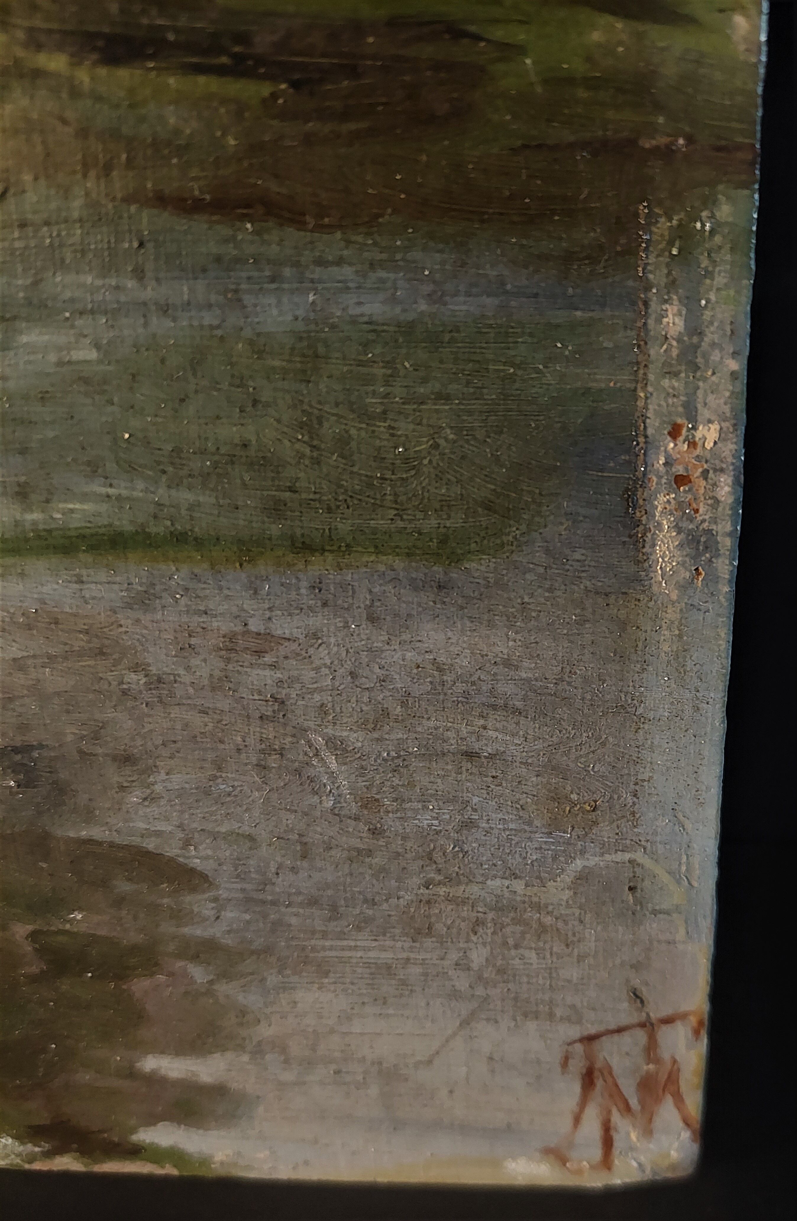 Painting oil on panel landscape Basque country