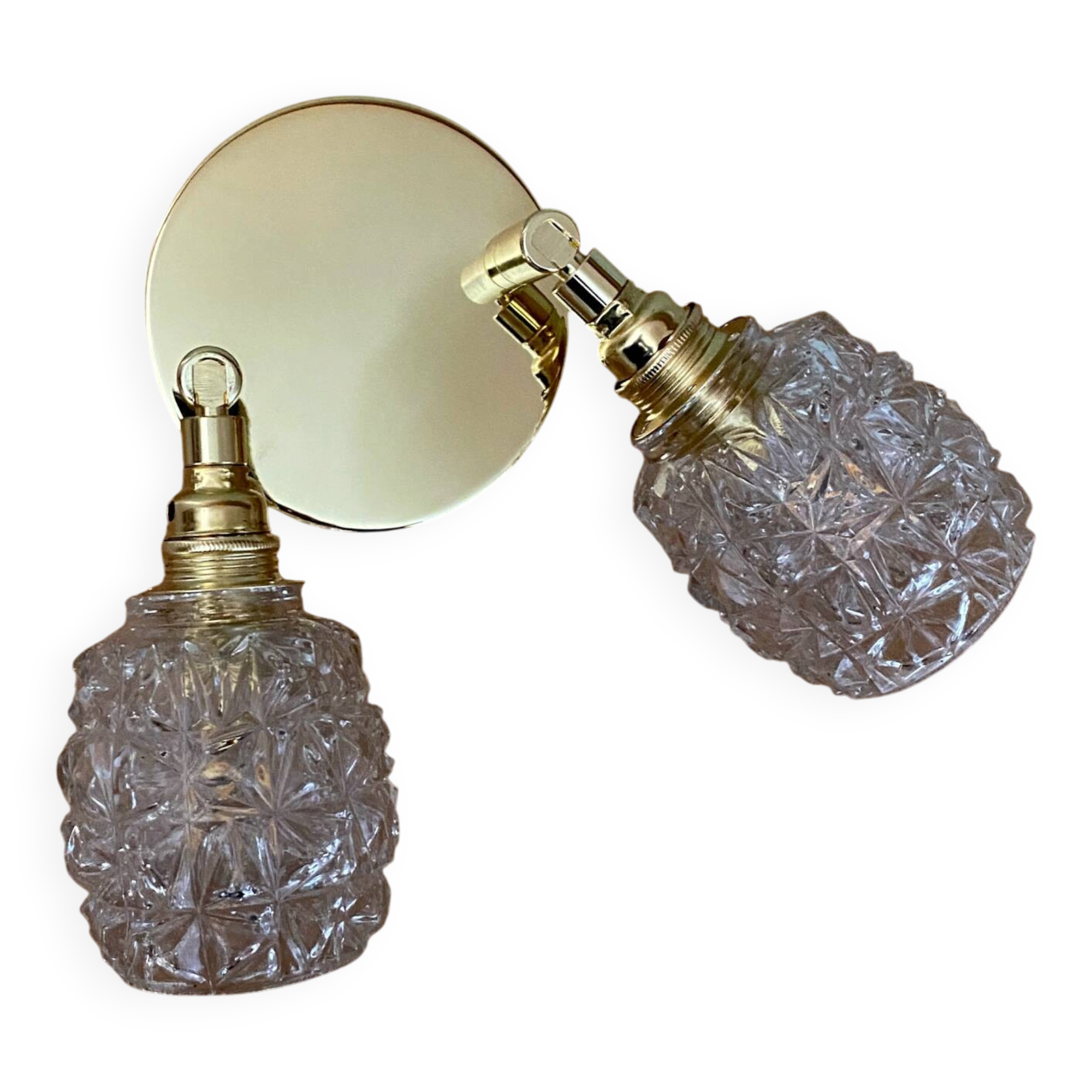 Double vintage tulip wall light in moulded glass.