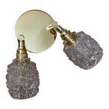 Double vintage tulip wall light in moulded glass.