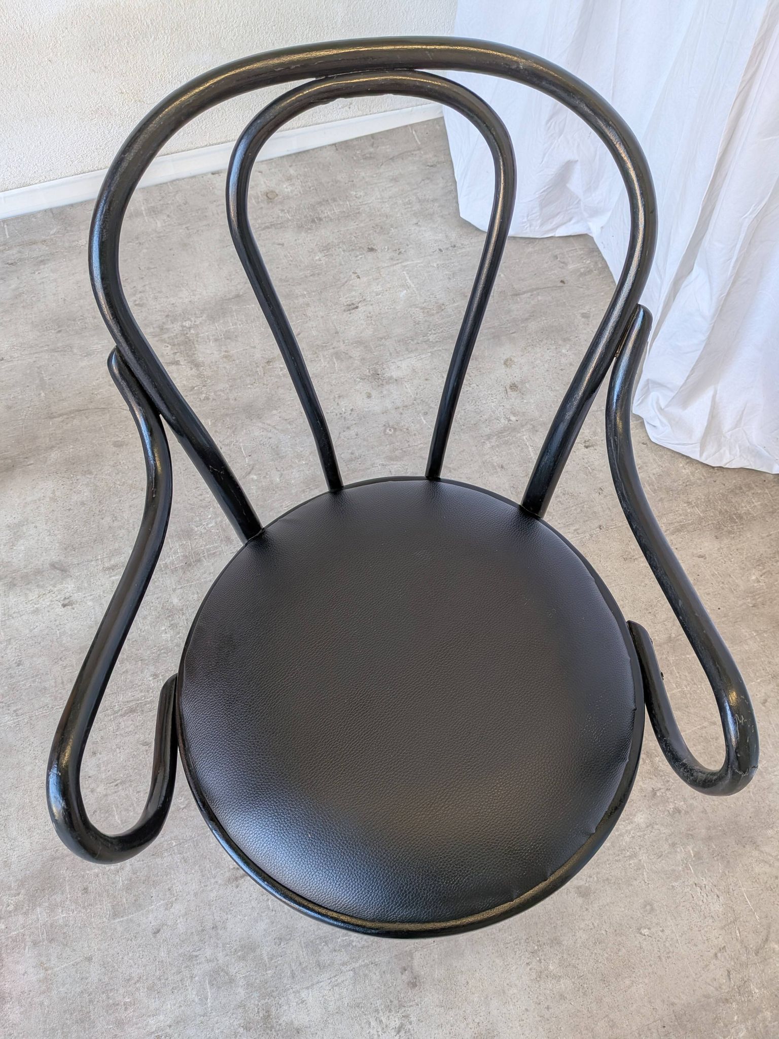 Vintage Thonet Style Dining Chair: Black Bentwood Cane Seat