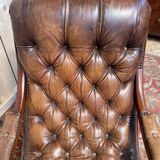 Rocking-chair Chesterfileld en cuir