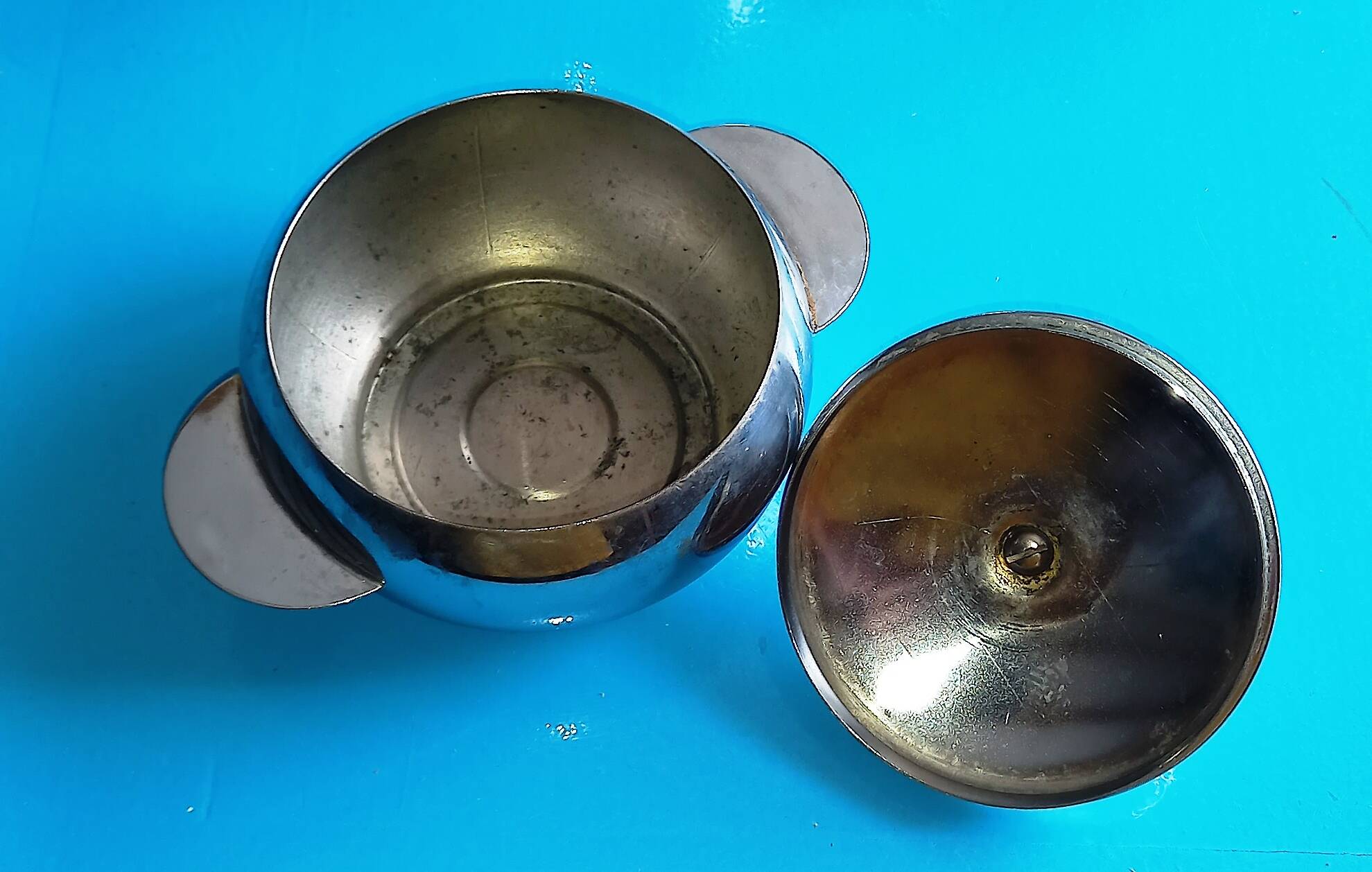 Baumlin nickel chrome 3-piece service - coffee/tea maker, milk jug, sugar bowl