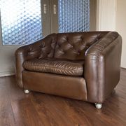 Vintage leather armchair C610 by Geoffrey Harcourt for Artifort, 1960s