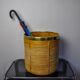 Basket xl in rattan and brass, italy, 1970, 41cm diam