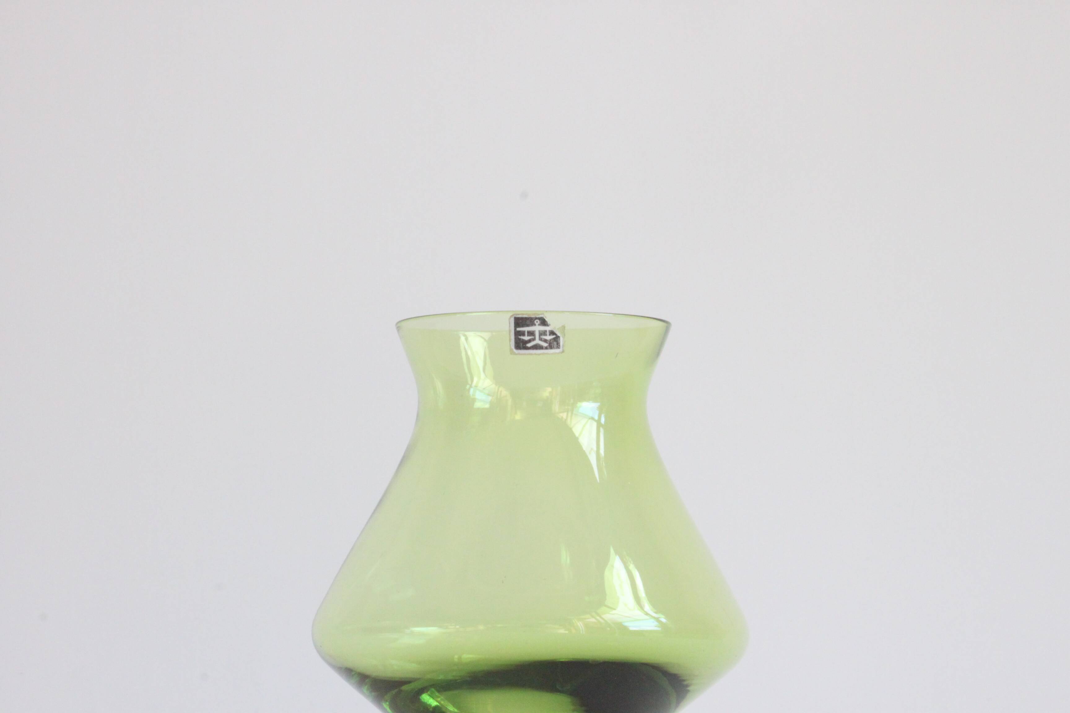 Space age green vase by Bo Borgstrom for Aseda Sweden 1960s