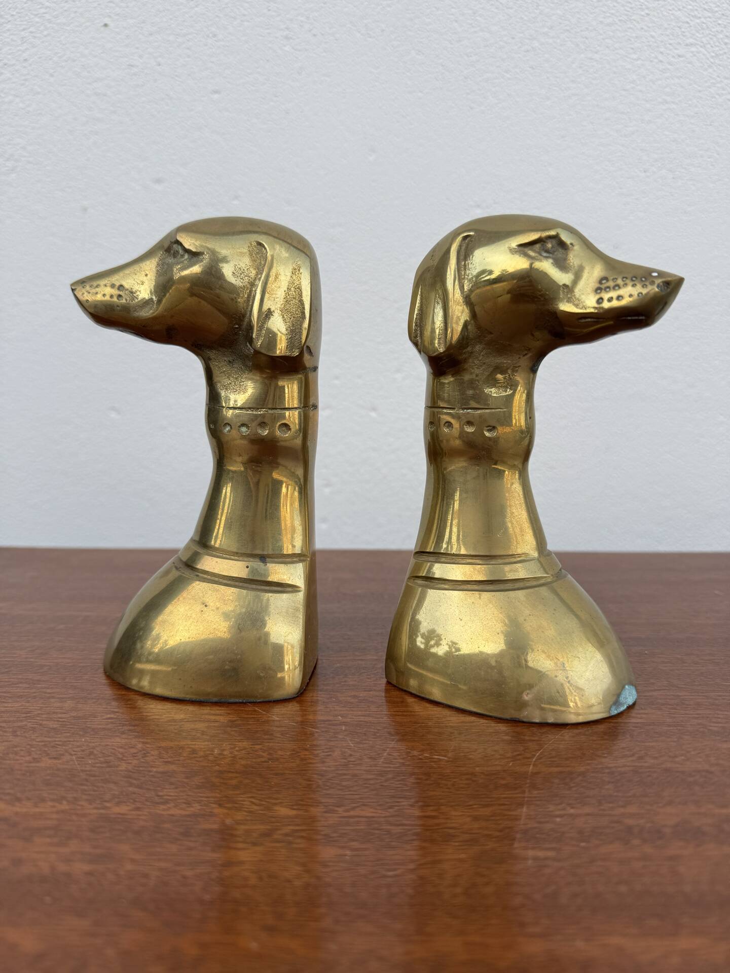 Dog bookends, solid brass, 1970s.