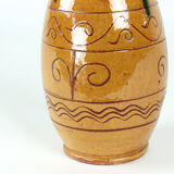 Brown ceramic vase, folk art, Czechoslovakia 1950s