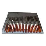 Cutlery Chabanna. Stainless steel and iridescent handle; 24 dessert place settings.