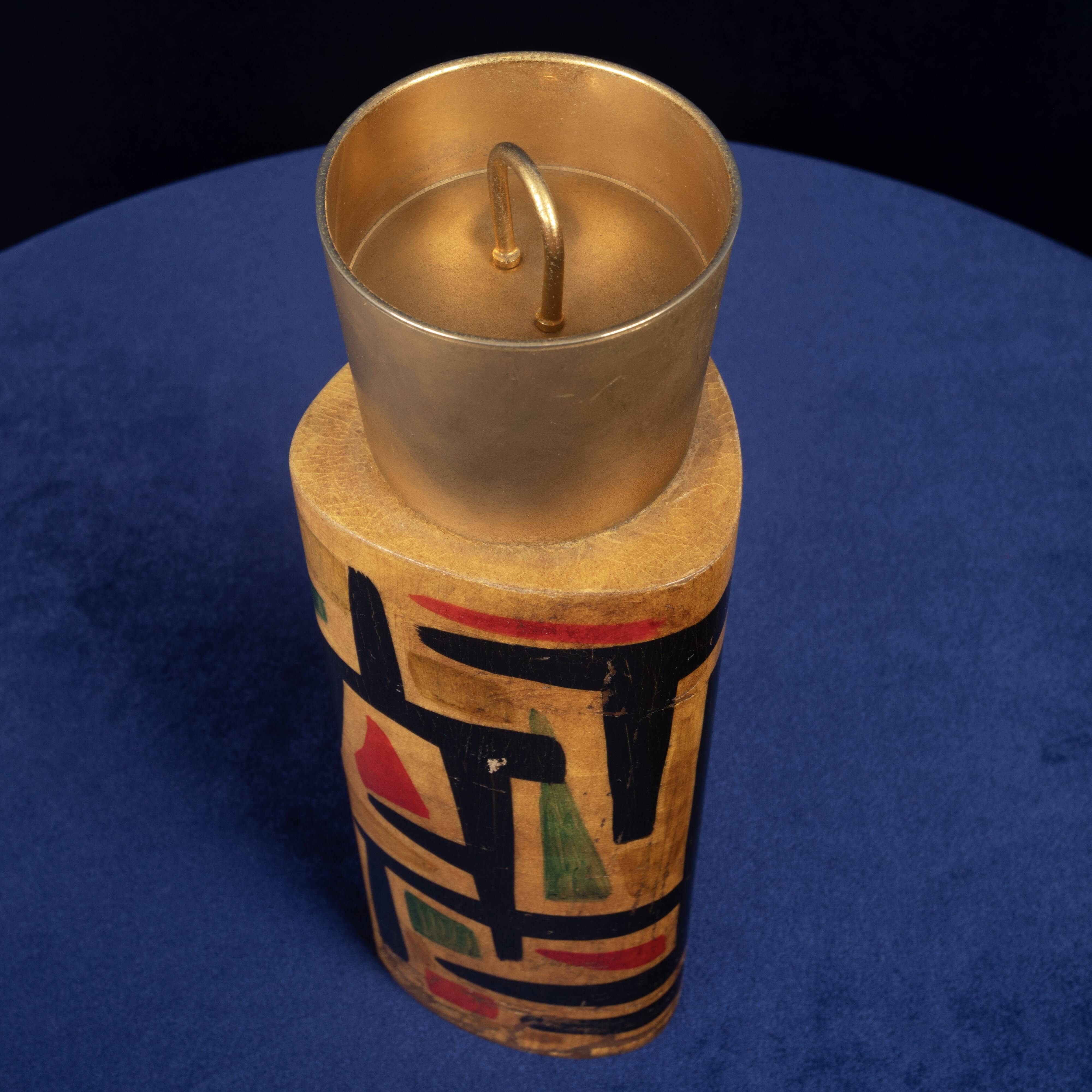 Aldo Tura Mod. 796D Parchment Thermos with Abstract Decoration, 1940