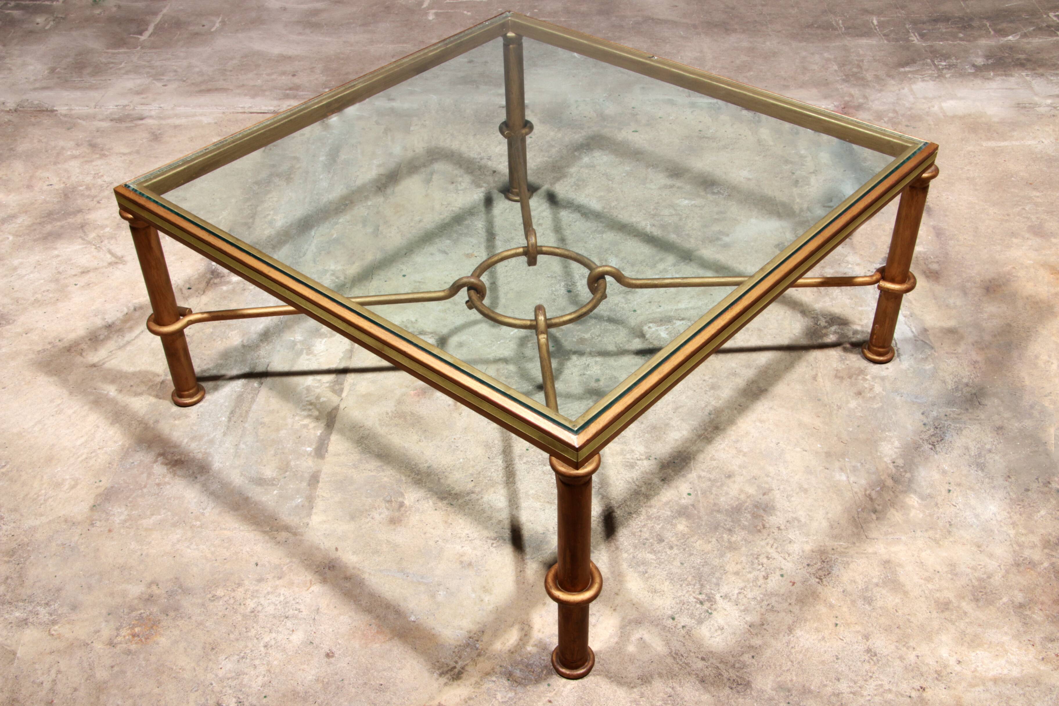Elegant Gilded Iron Coffee Table by Giovanni Banci, Italy 1970