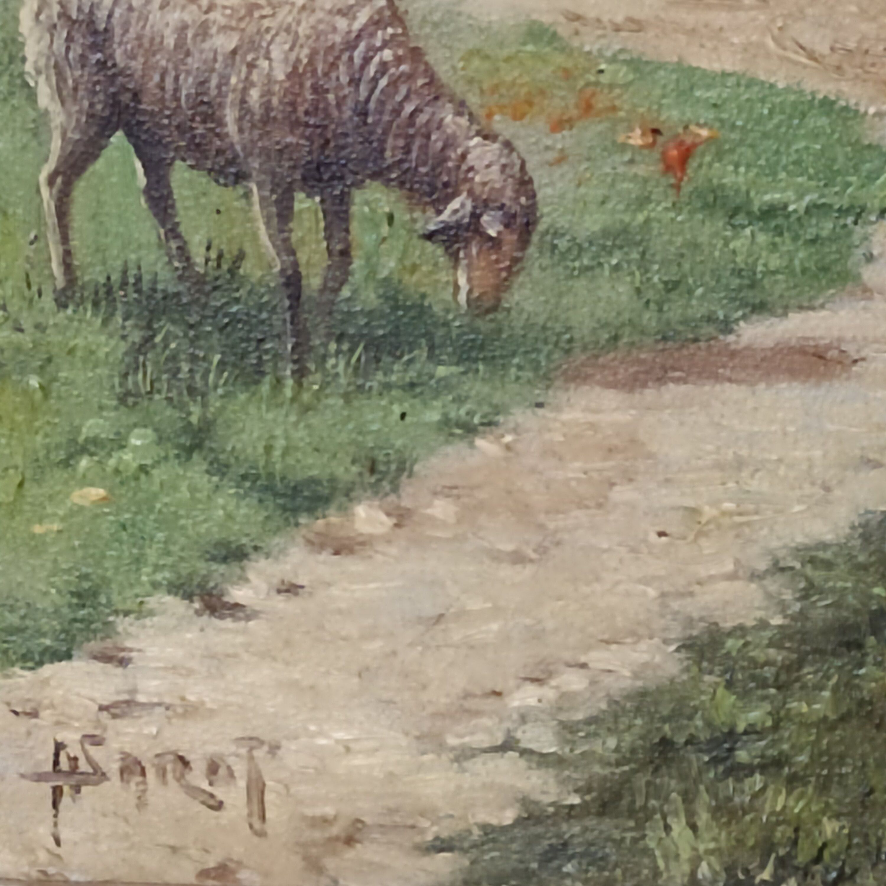 Tableau ancien 1950 la traite des vaches signee R Sarot