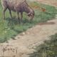 Tableau ancien 1950 la traite des vaches signee R Sarot