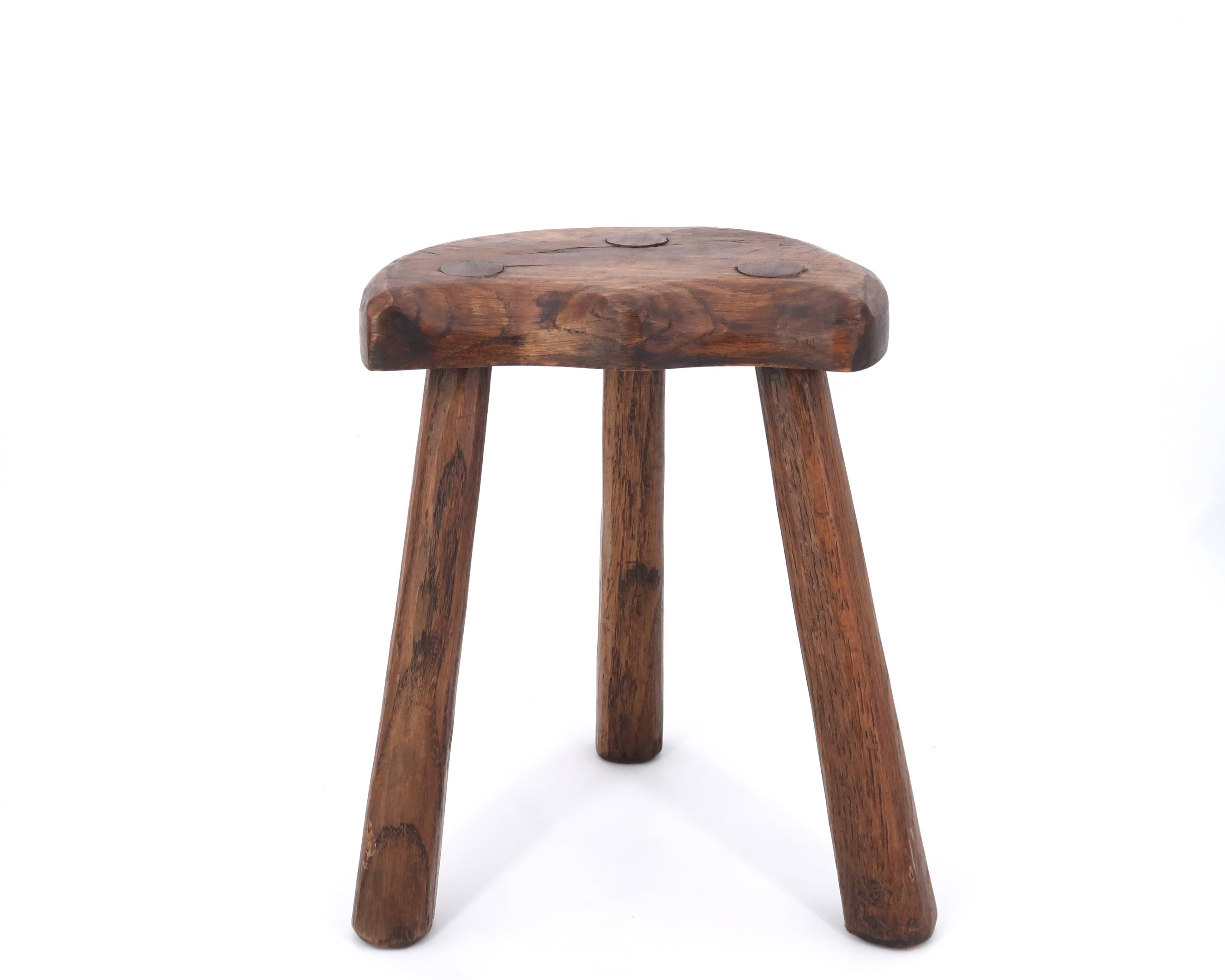 Wooden tripod stool, mountain folk art, 1950s