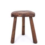 Wooden tripod stool, mountain folk art, 1950s