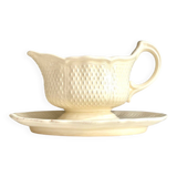 Gien earthenware sauceboat, "Pont aux choux" service