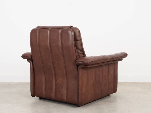 Fauteuil en cuir marron, design suisse, années 1970, fabrication : De Sede