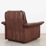 Fauteuil en cuir marron, design suisse, années 1970, fabrication : De Sede
