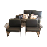 Pair of Italian armchairs in black lacquered metal with cushions from the house Talin