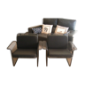 Pair of Italian armchairs in black lacquered metal with cushions from the house Talin