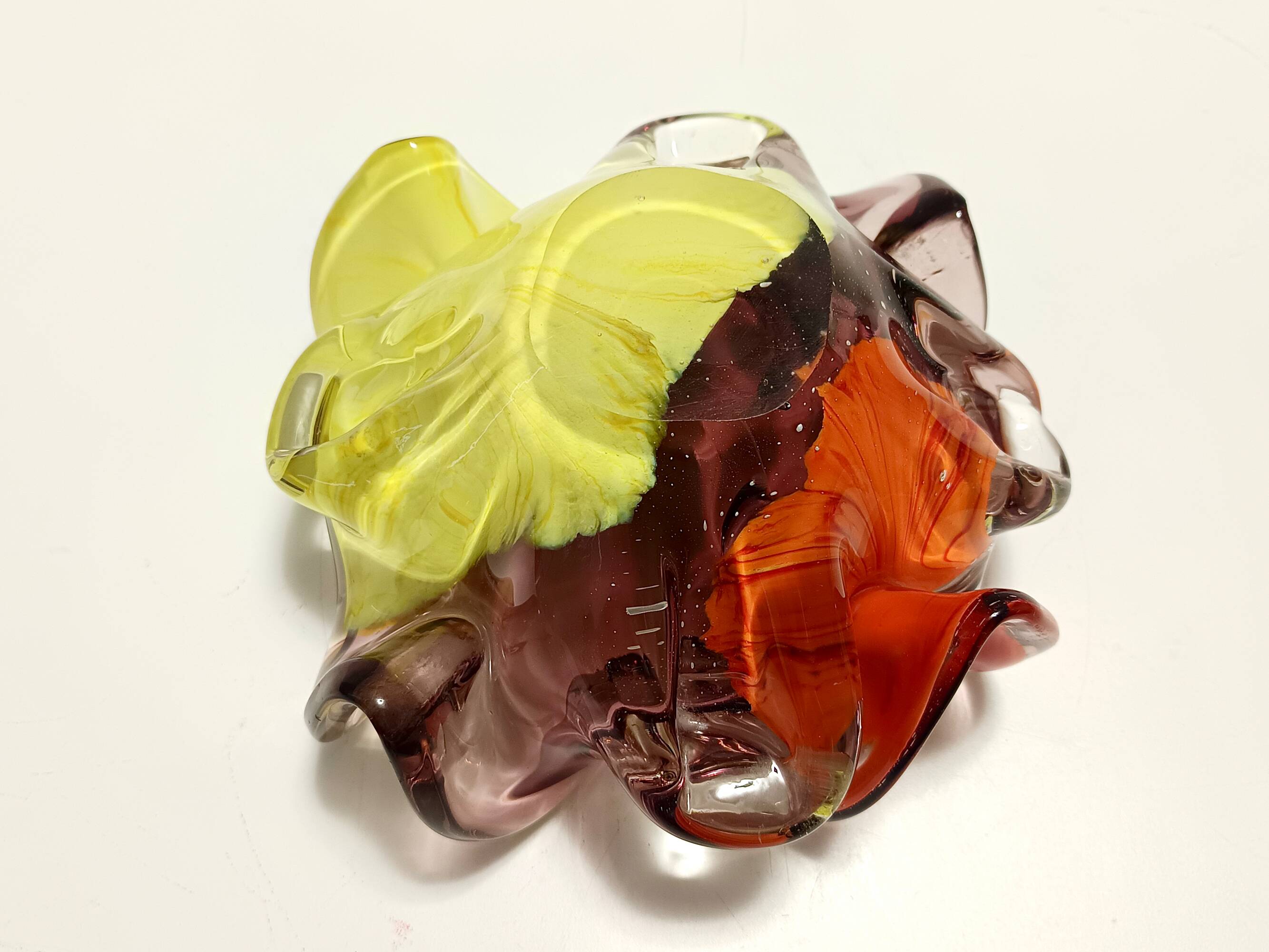 Large Polychrome Murano Glass Ashtray / Vide-Poche attr. to Toso, Italy