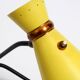 Large Mid Century Modern tripod table lamp with yellow diabolo lampshade