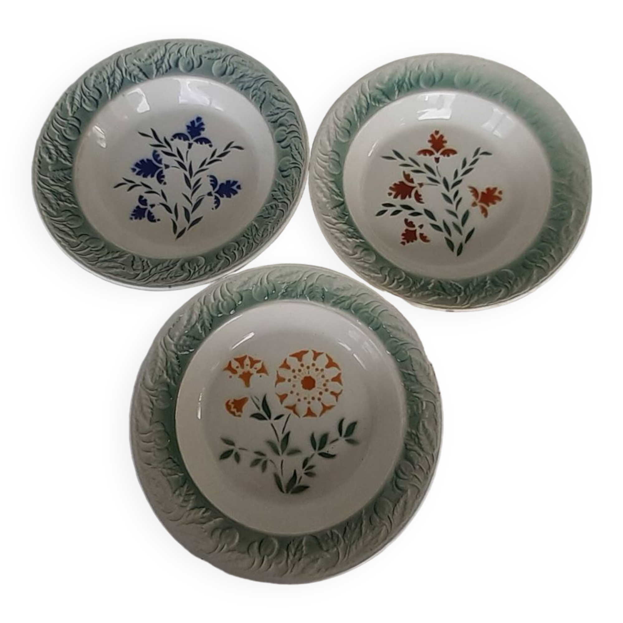 Set of 3 old GIVORS earthenware dishes
