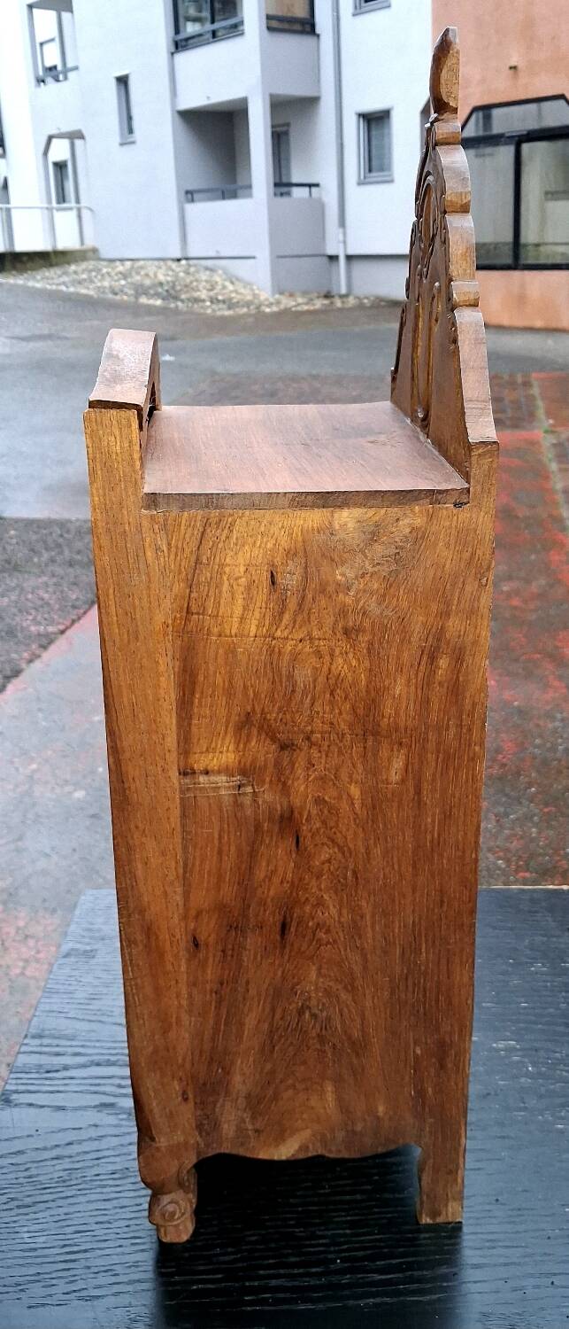 Small bar cabinet, carved wood, Alpine folk art