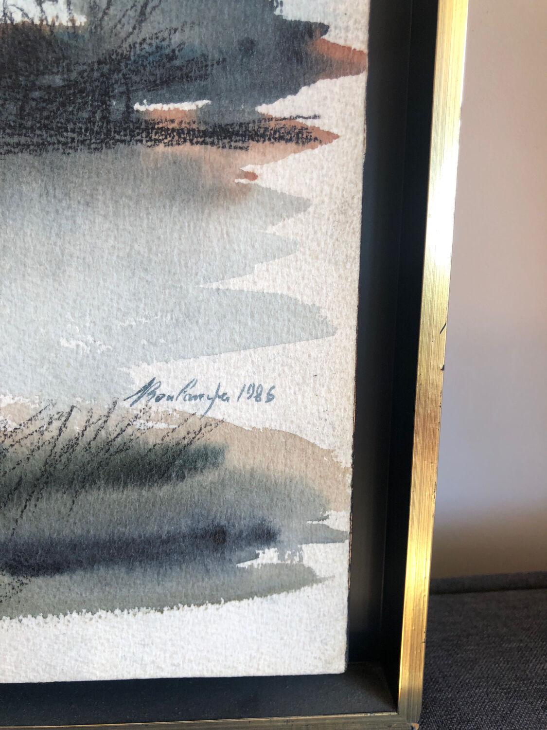 Watercolor swamp landscape