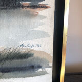 Watercolor swamp landscape