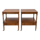 Pair of English mahogany side tables with sliding shelf.